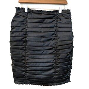 NWT Julie Mitchell for Melanie Lyne Black Ruched Zip Back Ruffle Trim Skirt